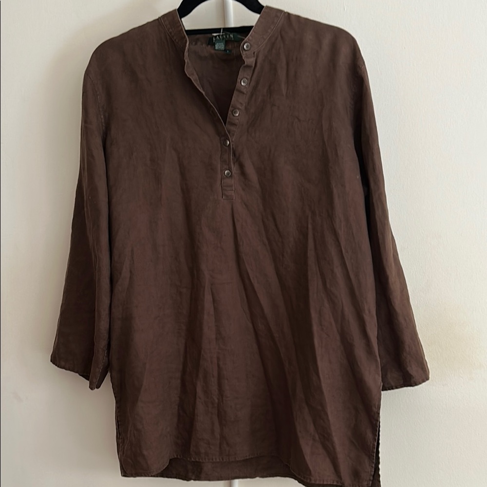 Lauren Ralph Lauren Brown Tunic Top